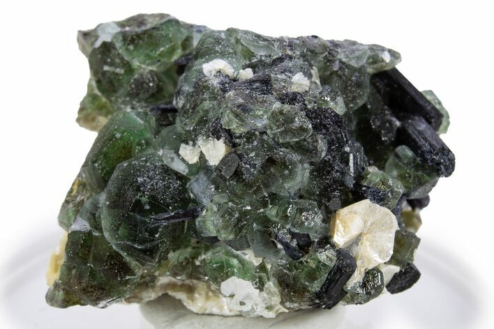 Apple-Green Fluorite Crystals w/ Muscovite & Schorl - Namibia #341561